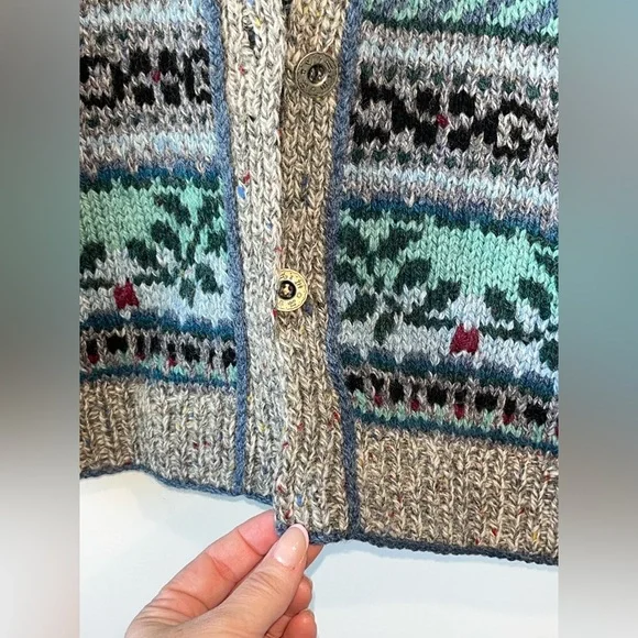 Vtg LL Bean Cardigan Womens Medium Wool Animal 80s Prairie Scottie Dog - Picture 7 of 10